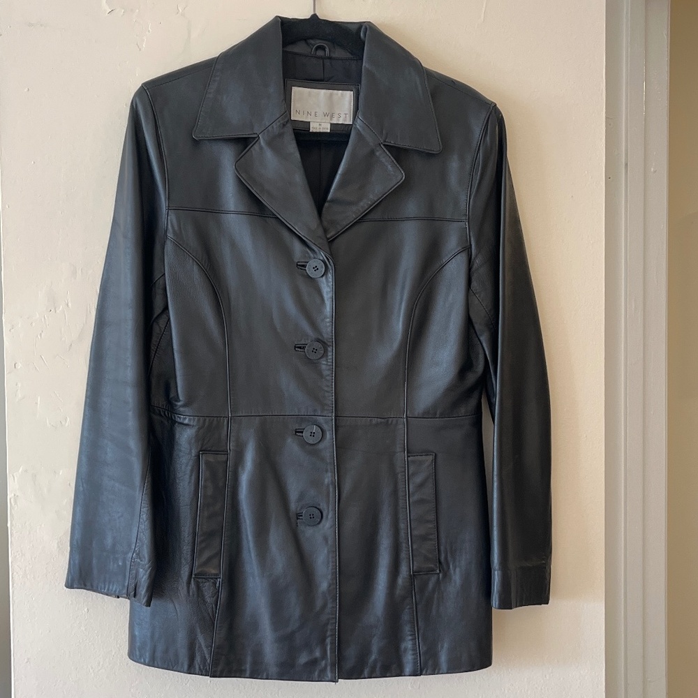 Black Leather ladies Blazer/Jacket